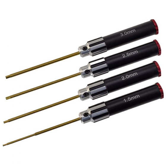 Classic Allen Wrench Hex Set - Ghost Black 4pcs RTT2404A01B1 Hex1.5x 173mm RTT2404A01B2 Hex2.0 x 173mm RTT2404A01B3 Hex2.5 x 173mm RTT2404A01B4 Hex3.0 x 173mm Titanium Coated Tips 4pcs/set Handle Dia: 17.5mm