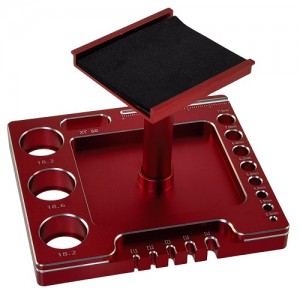 Aluminum RC Car Rotating Stand / Display Work Stand / Repair Station 100x89.5x(66.5-122.5)mm for TRX-4M / TRX4M 1/18th Scale Crawler: Red / Silver