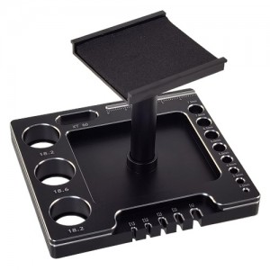 Aluminum RC Car Rotating Stand / Display Work Stand / Repair Station 100x89.5x(66.5-122.5)mm for TRX-4M / TRX4M 1/18th Scale Crawler: Black / Silver