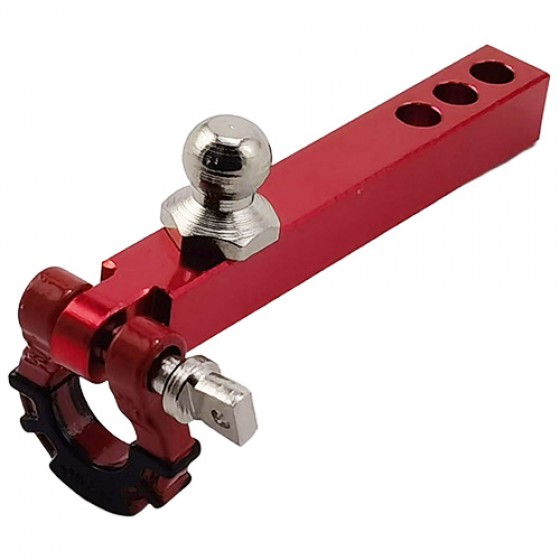 Aluminium Trailer Drop Hitch Receiver Towball with Scale Tow Shackles for 1/10th Scale Crawler: Red / Red