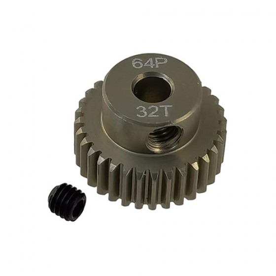 3.175 Bore 64DP - 32T Aluminum 7075 Hard Coated Motor Pinions Gear - Ti Gold with M3 set screw