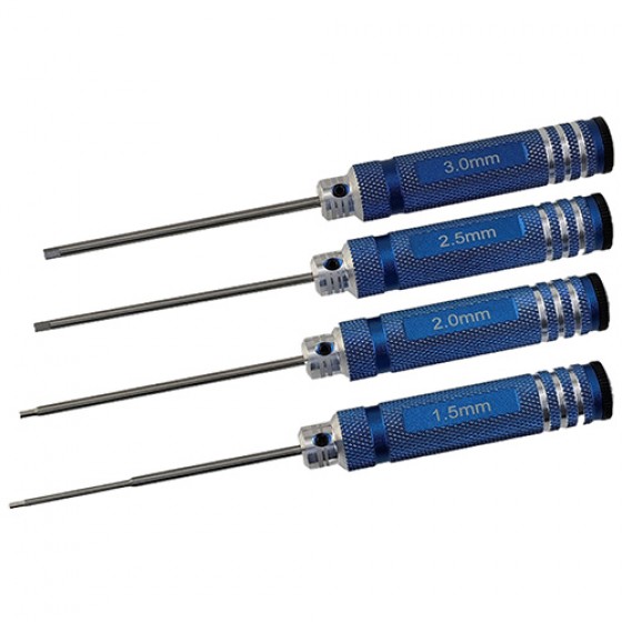 White Steel Allen Wrench Set - Blue 4pcs Hex1.5 /2.0/2.5/3.0mm