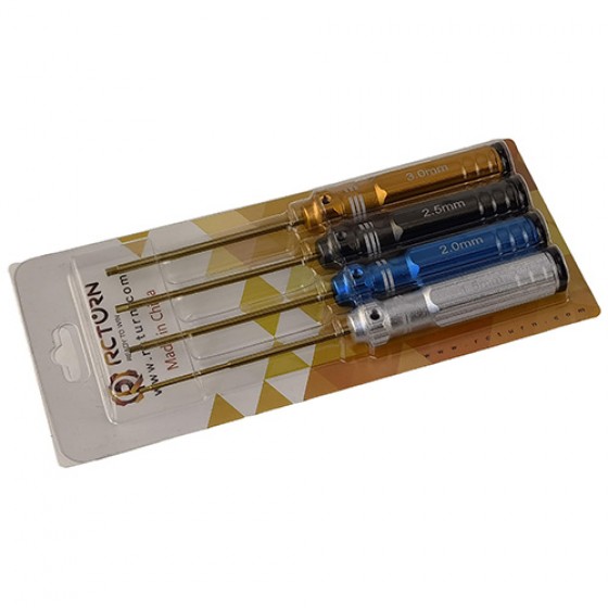 Classic Allen Wrench Set - 4 Colors 4pcs RTT11024A Hex1.5 x 180mm -Silver RTT11024B Hex2.0 x 180mm -Blue RTT11024C Hex2.5 x 180mm -Yellow RTT11024D Hex3.0 x 180mm -Gold White Steel Tips 4pcs/set