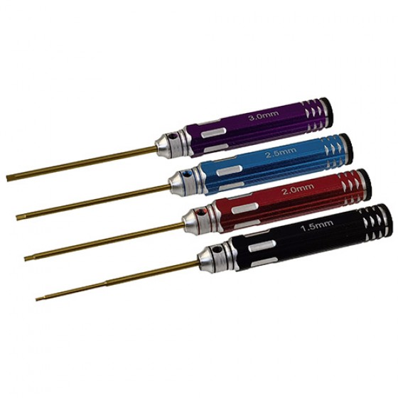 Classic Allen Wrench Set - Color Four RTT01FA1 Hex1.5 x 180mm - Black RTT01FA2 Hex2.0 x 180mm - Red RTT01FA3 Hex2.5 x 180mm - Blue RTT01FA4 Hex3.0 x 180mm - Purple Ti-Coated Tips