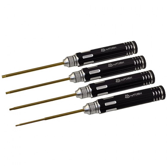 Classic Allen Wrench Set - C Black 4pcs RTT11010A Hex1.5 x 180mm RTT11010B Hex2.0 x 180mm RTT11010C Hex2.5 x 180mm RTT11010D Hex3.0 x 180mm Titanium Coated Tips 4pcs/set