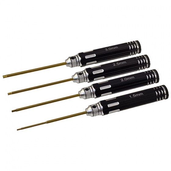 Classic Allen Wrench Set - C Black 4pcs RTT11010A Hex1.5 x 180mm RTT11010B Hex2.0 x 180mm RTT11010C Hex2.5 x 180mm RTT11010D Hex3.0 x 180mm Titanium Coated Tips 4pcs/set