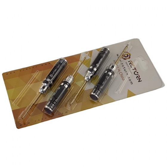 Classic Mini Allen Wrench Set - Black A 4pcs Hex0.9/1.3/1.5/2.0 x 110mm  Tit-Coated Tips 4pcs/set Handle Dia: 14mm