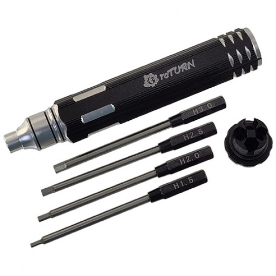 White Steel Black B 4 in 1 Magnetic Screwdriver Set 1.5/2.0/ 2.5/3.0mm White Steel Tips  1 set