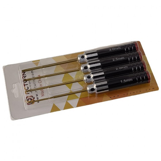 Classic Allen Wrench Hex Set - Ghost Black 4pcs RTT2404A01B1 Hex1.5x 173mm RTT2404A01B2 Hex2.0 x 173mm RTT2404A01B3 Hex2.5 x 173mm RTT2404A01B4 Hex3.0 x 173mm Titanium Coated Tips 4pcs/set Handle Dia: 17.5mm