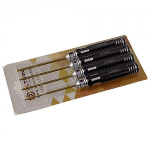 Classic Allen Wrench Set - C Black 4pcs RTT11010A Hex1.5 x 180mm RTT11010B Hex2.0 x 180mm RTT11010C Hex2.5 x 180mm RTT11010D Hex3.0 x 180mm Titanium Coated Tips 4pcs/set