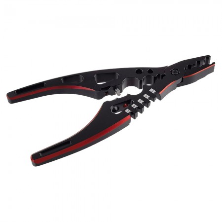 Aluminum Shock Damper Assembly Multi-Tool: Adjustable 3-10.5mm Shaft Pliers, Shock Body Pliers, Ball Joint Tool & Dual 4/5mm Soldering Plug Holder: Red
