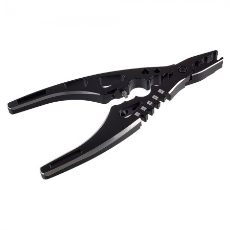 Aluminum Shock Damper Assembly Multi-Tool: Adjustable 3-10.5mm Shaft Pliers, Shock Body Pliers, Ball Joint Tool & Dual 4/5mm Soldering Plug Holder: Silver