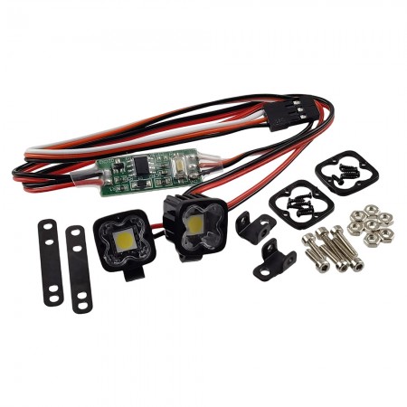 1+1 Two Leads RC LED Light Bar with Controller - Sold / Flash / Stroke White 5V-8.4V 5050 LED Leads 14x14(17)x12mm (x2)   3rd Channel Switch or Manual Click Switch(on PCB board)