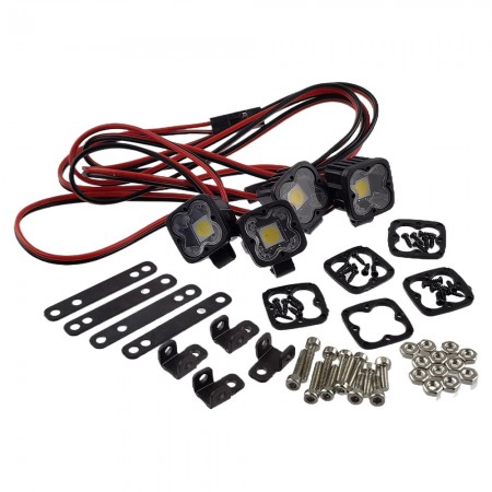 1+1+1+1 Four Leads RC LED Light Bar - Solid White 5V-8.4V 5050 LED Leads 14x14(17)x12mm (x4)