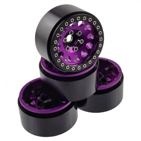 Aluminum Beadlock Crawler Wheels 1.9” 4-Piece Set with 12mm Hex Hubs – Heavy-Duty Scale Accessories for RC Rock Crawlers: Purple 56.5x56.5x30mm
