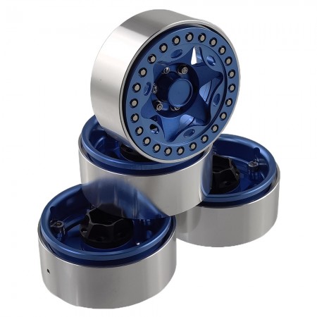 Aluminum Beadlock Crawler Wheels 1.9” 4-Piece Set with 12mm Hex Hubs – Heavy-Duty Scale Accessories for RC Rock Crawlers: Blue 56x56x25mm