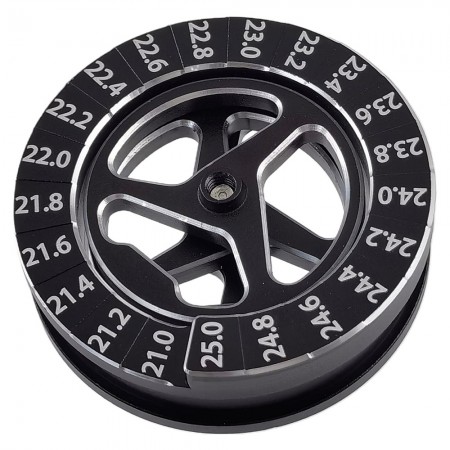 Aluminum Circle 21 - 25mm Droop Gauge in 0.2mm Steps with 2 Bolt-on Wheels for 1/10th Scale Touring Car or FWD Model