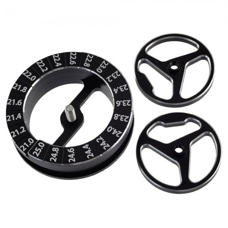 Aluminum Circle 21 - 25mm Droop Gauge in 0.2mm Steps with 2 Bolt-on Wheels for 1/10th Scale Touring Car or FWD Model