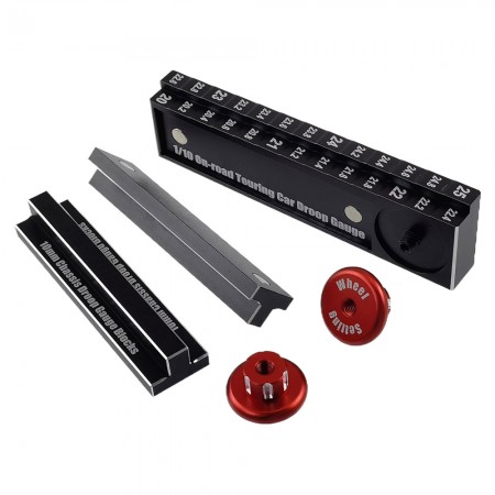 Aluminum Circle 20 - 25mm Droop Gauge in 0.2mm Steps with 2pcs Measure Wheels and 2pcs Magnetic 10mm Droop Gauge Block for 1/10th Scale Touring Car or FWD Model