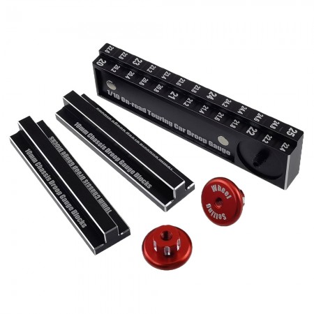 Aluminum Circle 20 - 25mm Droop Gauge in 0.2mm Steps with 2pcs Measure Wheels and 2pcs Magnetic 10mm Droop Gauge Block for 1/10th Scale Touring Car or FWD Model