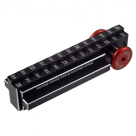 Aluminum Circle 20 - 25mm Droop Gauge in 0.2mm Steps with 2pcs Measure Wheels and 2pcs Magnetic 10mm Droop Gauge Block for 1/10th Scale Touring Car or FWD Model