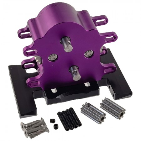 Aluminum Complete Assembled Dual Transmission Overdrive Gearbox / Installable 2 Motors for LCG Cheater Rigs SCX10 PRO Capra 1/10 RC Crawler: Purple