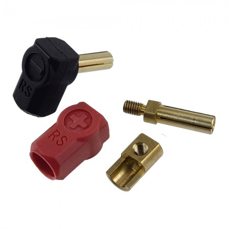 RC Heatsink Bullet Plug Grips w/ 4.0mm Bullets (Black/Red) for Battery Charge Connector