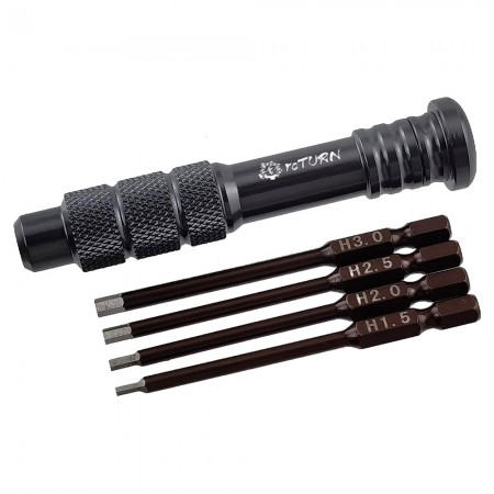 Precision Magnetic Multi-Bit Screwdriver Set with Ball Bearing Mechanism, Interchangeable Hex Chucks 5.0mm and Hex1.5/2.0/2.5/3.0mm for RC Hobby Cars