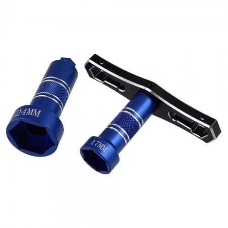 Interchangeable 17mm & 24mm Wheel Hex Nut Socket Sleeve Wrench RC Spanner Repair Tool For 1/6 1/8 1/10 scale RC Car Trucks Crawler Buggy: Blue