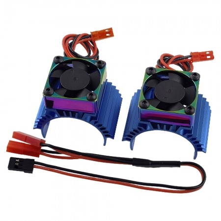 Alloy RC Motor Heat Sink Kit w/ Fans for 36mm Diameter Motor: Blue (30x30mm Fans) (Motor 380 540 550 3650 3660 3674, 4.8V-8.4V)