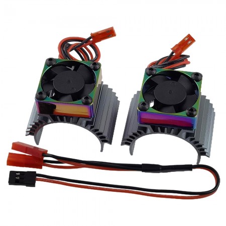 Alloy RC Motor Heat Sink Kit w/ Fans for 36mm Diameter Motor: TiColor (30x30mm Fans) (Motor 380 540 550 3650 3660 3674, 4.8V-8.4V)