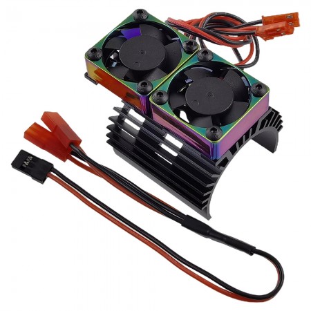 Alloy RC Motor Heat Sink Kit w/ Twin Fans for 36mm Diameter Motor: Black (30x30mm Twin Fans) (Motor 380 540 550 3650 3660 3674, 4.8V-8.4V)