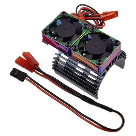 Alloy RC Motor Heat Sink Kit w/ Twin Fans for 36mm Diameter Motor: TiColor (30x30mm Twin Fans) (Motor 380 540 550 3650 3660 3674, 4.8V-8.4V)