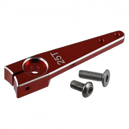 Aluminum Clamping 25T Servo Horn 1.25 inch: Red  Size: 44x10x6.5mm Torque Distance:  26mm(1inch) / 32mm(1.25inch)