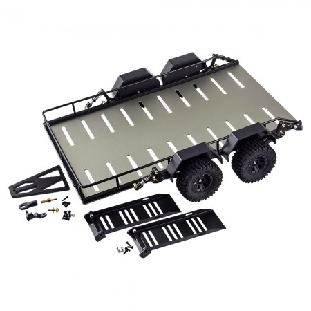 Alloy Mini Ball Cup Hitch Mount Trailer Kit for TRX4M  1/18 1/24 Crawler: Grey 300x168x70mm
