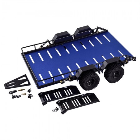 Alloy Mini Ball Cup Hitch Mount Trailer Kit for TRX4M  1/18 1/24 Crawler: Blue 300x168x70mm