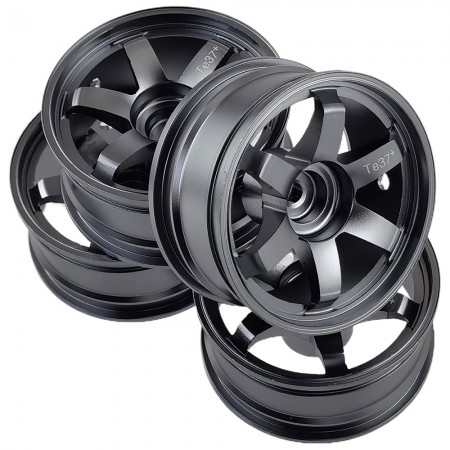 Aluminum 1/10 RC On Road Wheels Rims 4PCS with 12mm Hex Drift Hubs for 1:10 Scale Rally Racing Car Tires: TI-Color 52x26mm  4pcs/set (Tamiya TT01 TT02 XV01 TA06 A959 PTG2 HPI KYOSHO HSP PTG2 Touring Street Tyres)