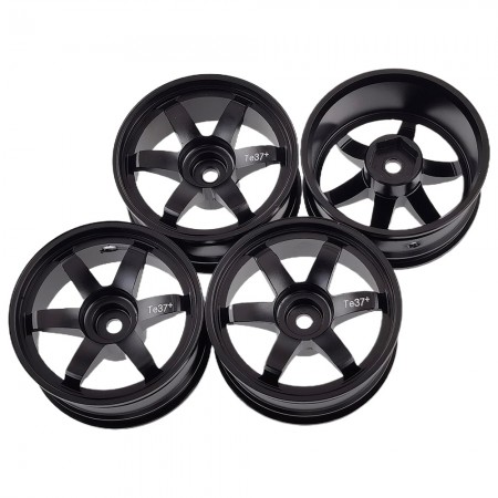 Aluminum 1/10 RC On Road Wheels Rims 4PCS with 12mm Hex Drift Hubs for 1:10 Scale Rally Racing Car Tires: Black 52x26mm  4pcs/set (Tamiya TT01 TT02 XV01 TA06 A959 PTG2 HPI KYOSHO HSP PTG2 Touring Street Tyres)