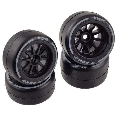 1/10 RC F1 Front and Rear Tires and Wheels 14mm Hex RC Drift Racing Hot Melt Tyres for 1/10 RC Formula One F1 Car Tamiya F104 PROII 58652 TRF104 42389 PANCAR KIT Teampowers TP 4PCS