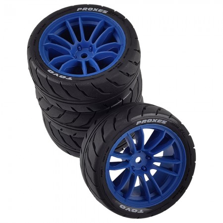 B Typle RC Rally Drift Tires On Road Racing Car Wheels Tyre for 1:10 Tamiya HSP HPI Kyosho TT01 TT02 XV01 XV02 PTG-2 Spare Parts: Blue 65.5x26mm