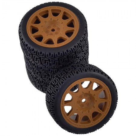 A Type 1/10 RC Rally Wheels Tires Car Rubber Tires for Tamiya TT-01 TT-02 TT01E RC Car: Brown 70x26mm