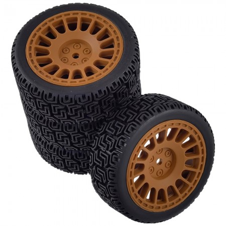 B Type 1/10 RC Rally Wheels Tires Car Rubber Tires for Tamiya TT-01 TT-02 TT01E RC Car: Brown 70x26mm