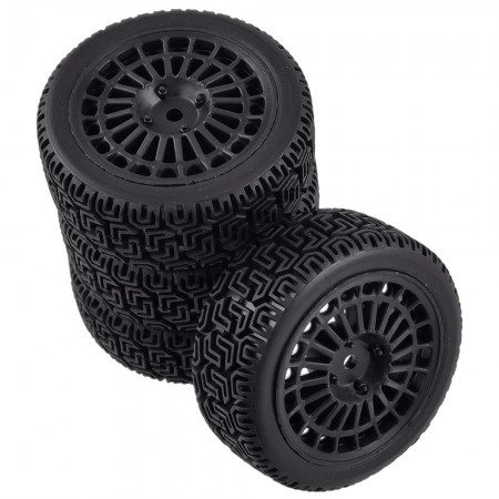 C Type 1/10 RC Rally Wheels Tires Car Rubber Tires for Tamiya TT-01 TT-02 TT01E RC Car: Black 70x26mm