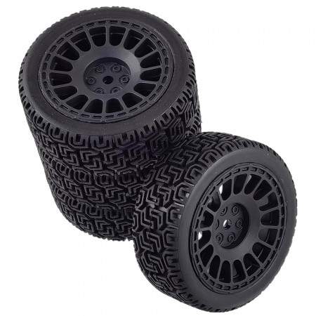 B Type 1/10 RC Rally Wheels Tires Car Rubber Tires for Tamiya TT-01 TT-02 TT01E RC Car: Black 70x26mm