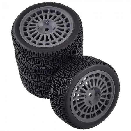 C Type 1/10 RC Rally Wheels Tires Car Rubber Tires for Tamiya TT-01 TT-02 TT01E RC Car: Grey 70x26mm