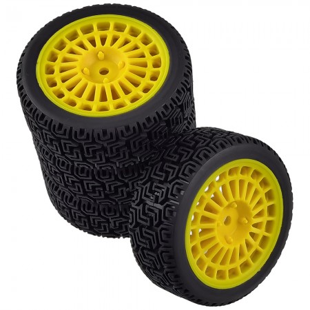 C Type 1/10 RC Rally Wheels Tires Car Rubber Tires for Tamiya TT-01 TT-02 TT01E RC Car: Yellow 70x26mm