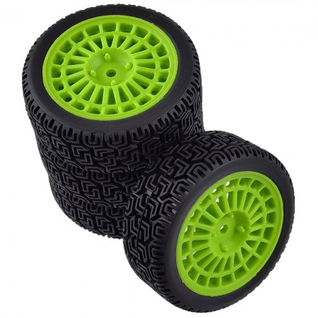 C Type 1/10 RC Rally Wheels Tires Car Rubber Tires for Tamiya TT-01 TT-02 TT01E RC Car: Green 70x26mm