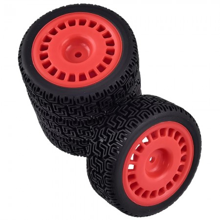 D Type 1/10 RC Rally Wheels Tires Car Rubber Tires for Tamiya TT-01 TT-02 TT01E RC Car: Red 70x26mm