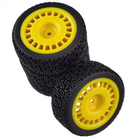D Type 1/10 RC Rally Wheels Tires Car Rubber Tires for Tamiya TT-01 TT-02 TT01E RC Car: Yellow 70x26mm