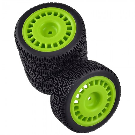 D Type 1/10 RC Rally Wheels Tires Car Rubber Tires for Tamiya TT-01 TT-02 TT01E RC Car: Green 70x26mm